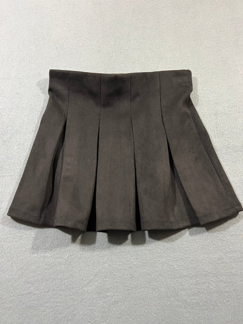 Shinestar Black Faux Suede Skater Skirt Pleated Mini Boho Preppy Small S